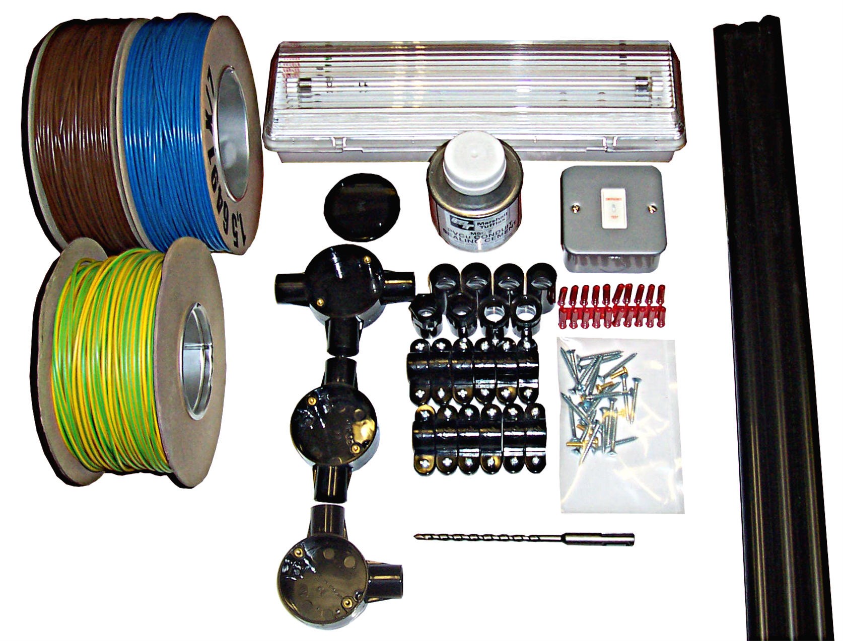 Emergency Light Kit With LED Bulkhead PVC or Galvanised Fittings